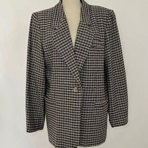 ALEX New York Vintage 100% Silk Houndstooth Blazer. Size 16.